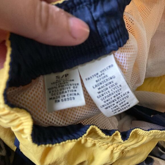 Mens Vintage Navy Blue and Yellow Daniel Cremieux Swim Trunks - Picture 3 of 3